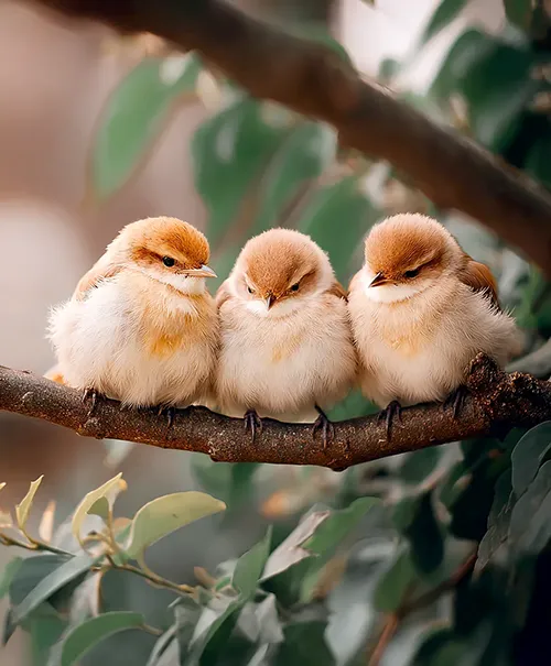 Two birds connecting as a metaphor for AI connection